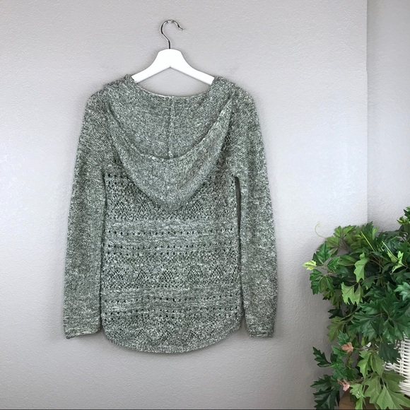Cloud Chaser Cozy Green Chunky Knit Hooded Sweater Pullover Size Medium - Picture 3 of 8